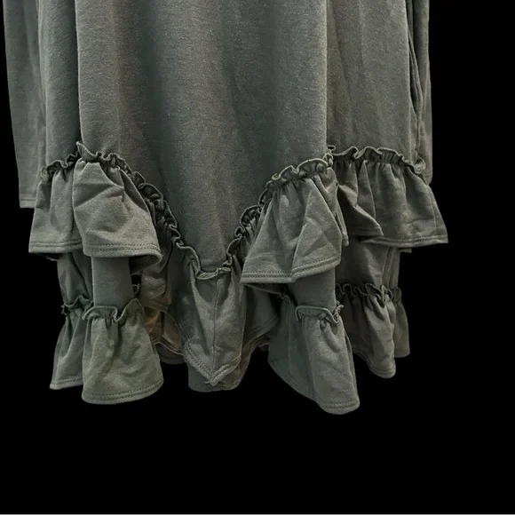 Three Bird Nest Constance Ruffle Hem Long Sleeve Dress Olive Green Sz S NWT